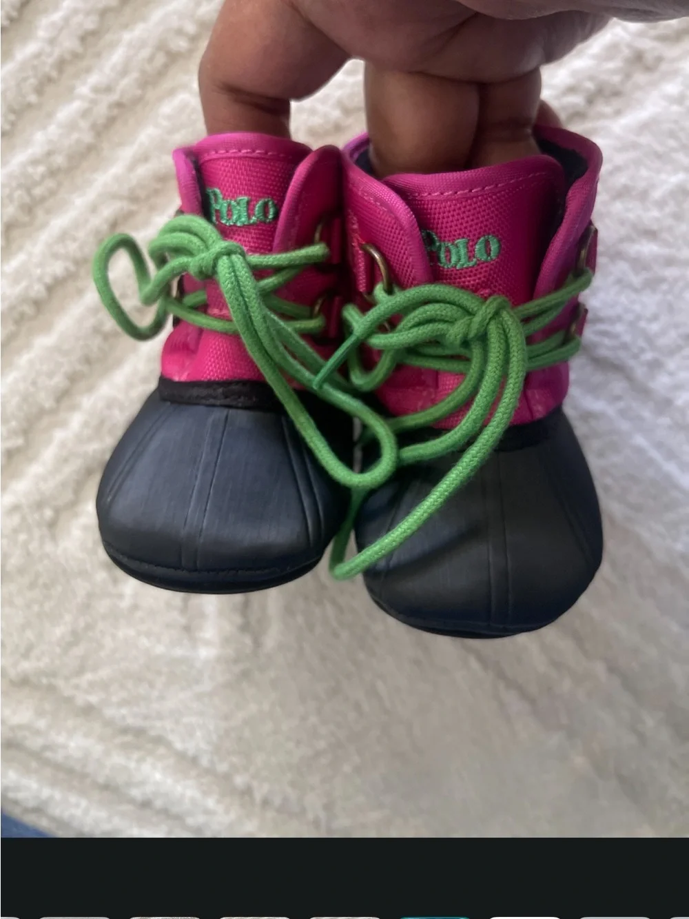 Ralph Lauren Infant Pink and Green Polo Winter Boots